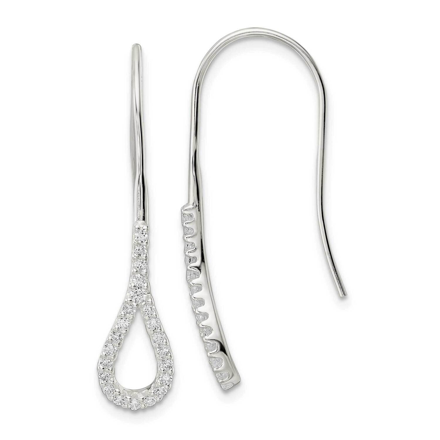 Teardrop CZ Diamond Dangle Earrings Sterling Silver Polished QE16224