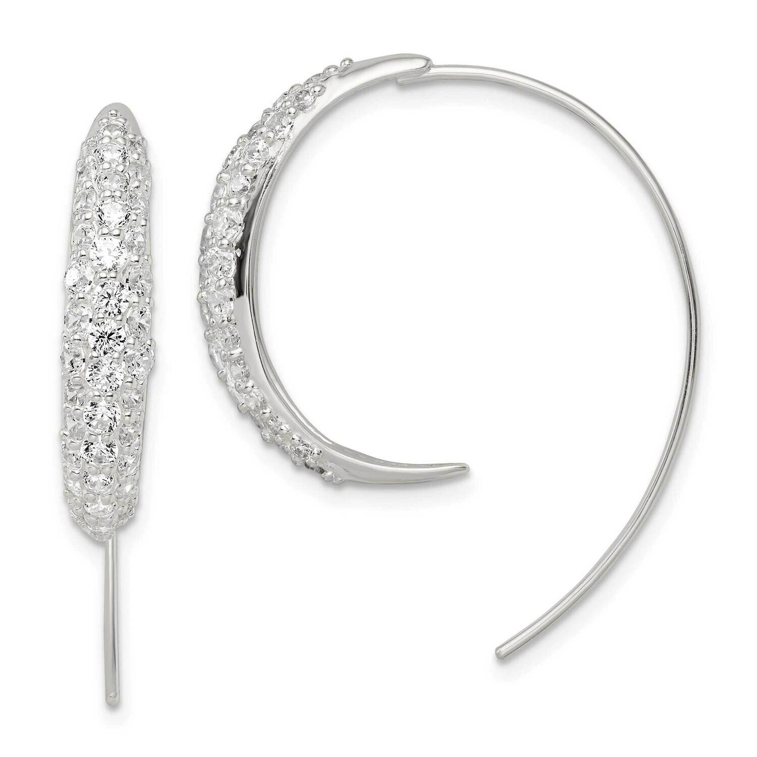 Threader Earrings Sterling Silver Cz Diamond QE16225, MPN: QE16225, 196904168660