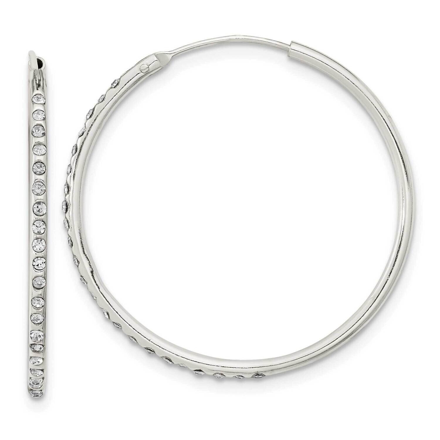 CZ Diamond Endless Hoop Earrings Sterling Silver Polished QE16226, MPN: QE16226, 196904168196