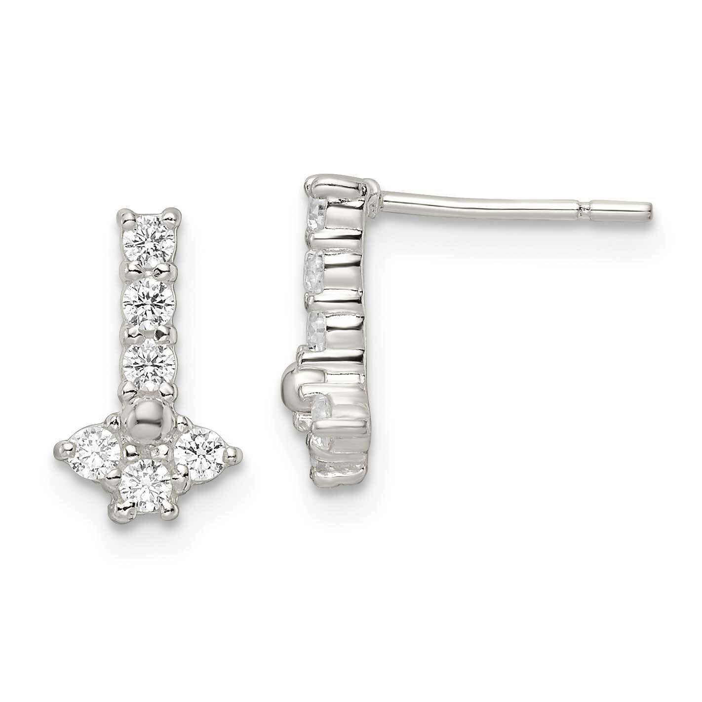 CZ Diamond Post Earrings Sterling Silver Polished QE16228, MPN: QE16228, 196904168608
