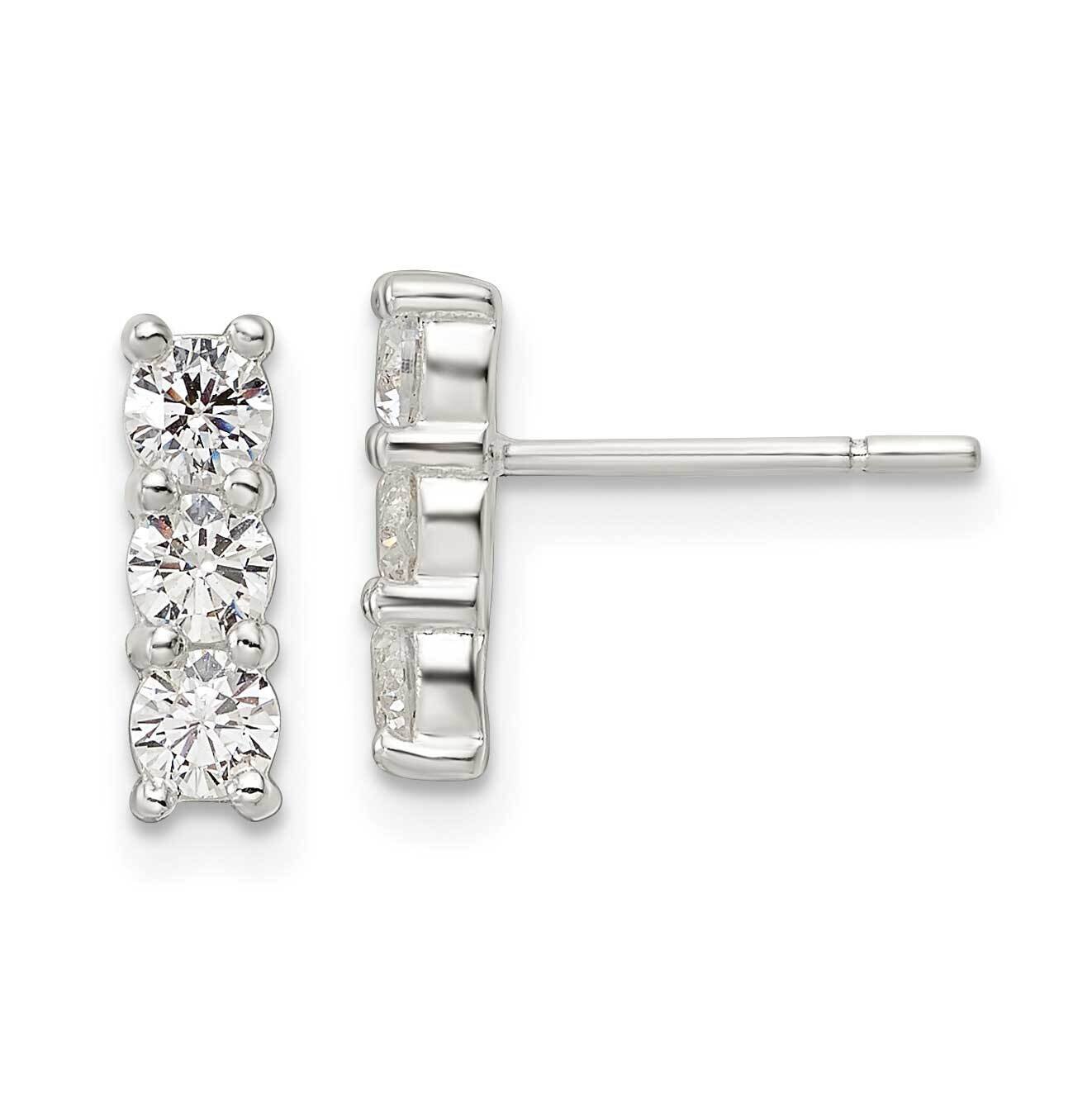 CZ Diamond Post Earrings Sterling Silver Polished QE16229, MPN: QE16229, 196904149942