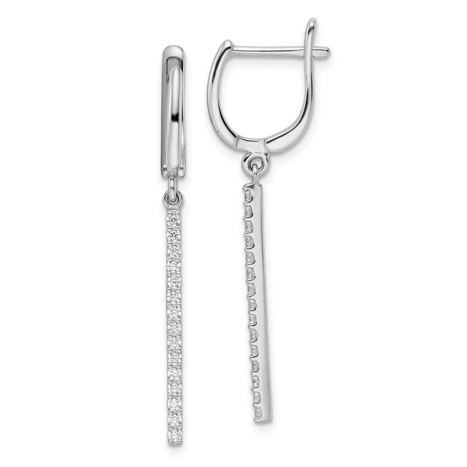 CZ Diamond Dangle Earrings Sterling Silver Rhodium-Plated Polished QE16237, MPN: QE16237, 196904168…