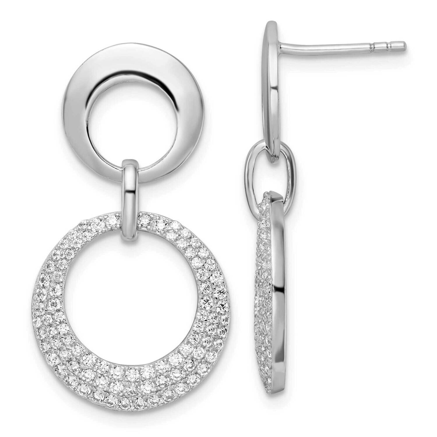 Pave CZ Diamond Interlocking Circles Post Earrings Sterling Silver Rhodium-Plated QE16260, MPN: QE1…