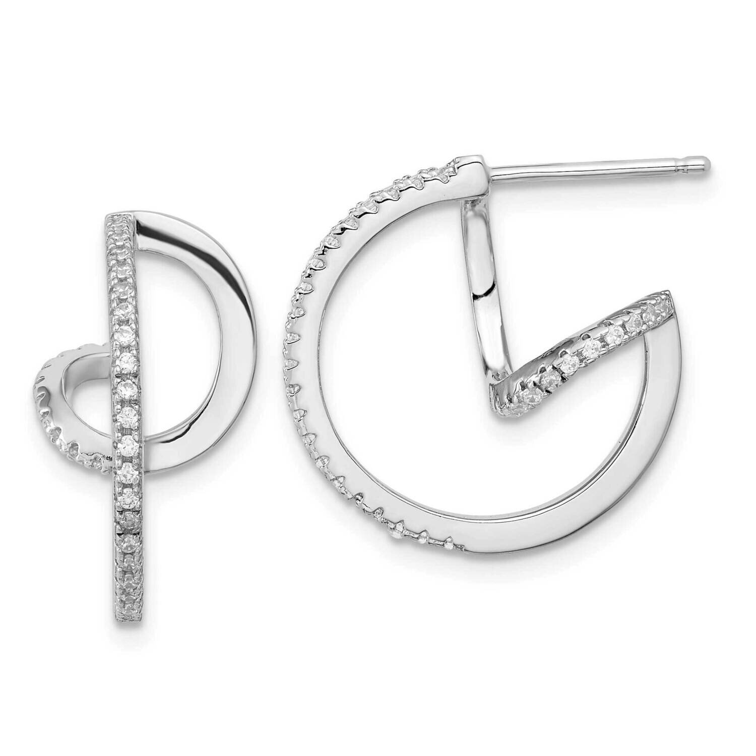 CZ Diamond Twisted Hoop Earrings Sterling Silver Rhodium-Plated QE16262, MPN: QE16262, 196904168714
