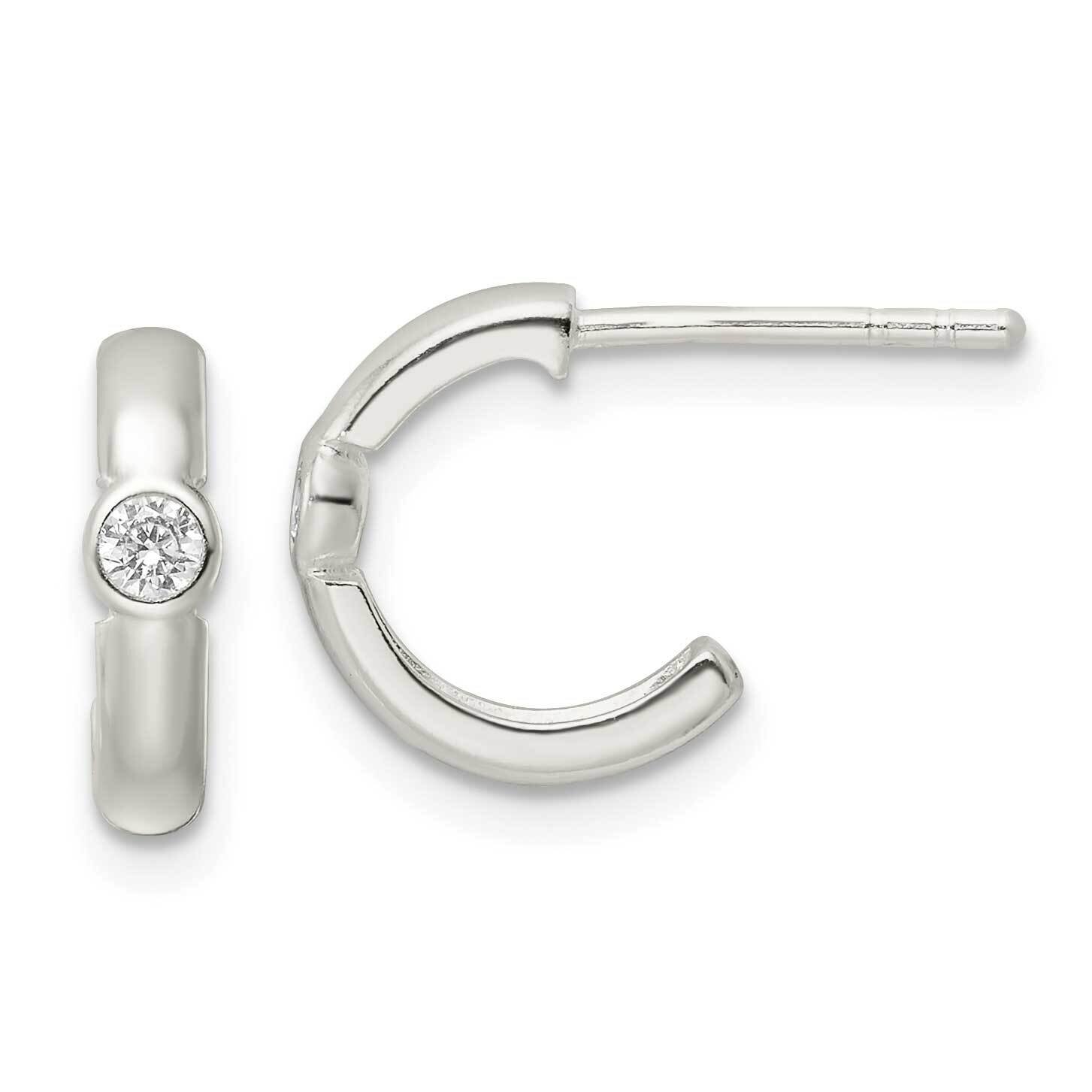 CZ Diamond Hoop Earrings Sterling Silver Polished QE16264, MPN: QE16264, 196904167809