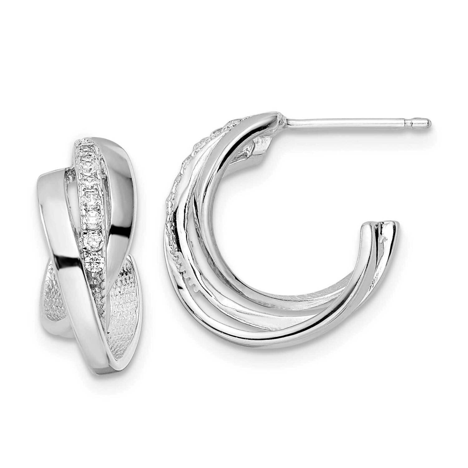 CZ Diamond Twisted Post Earrings Sterling Silver Rhodium-Plated Polished QE16269, MPN: QE16269, 196…