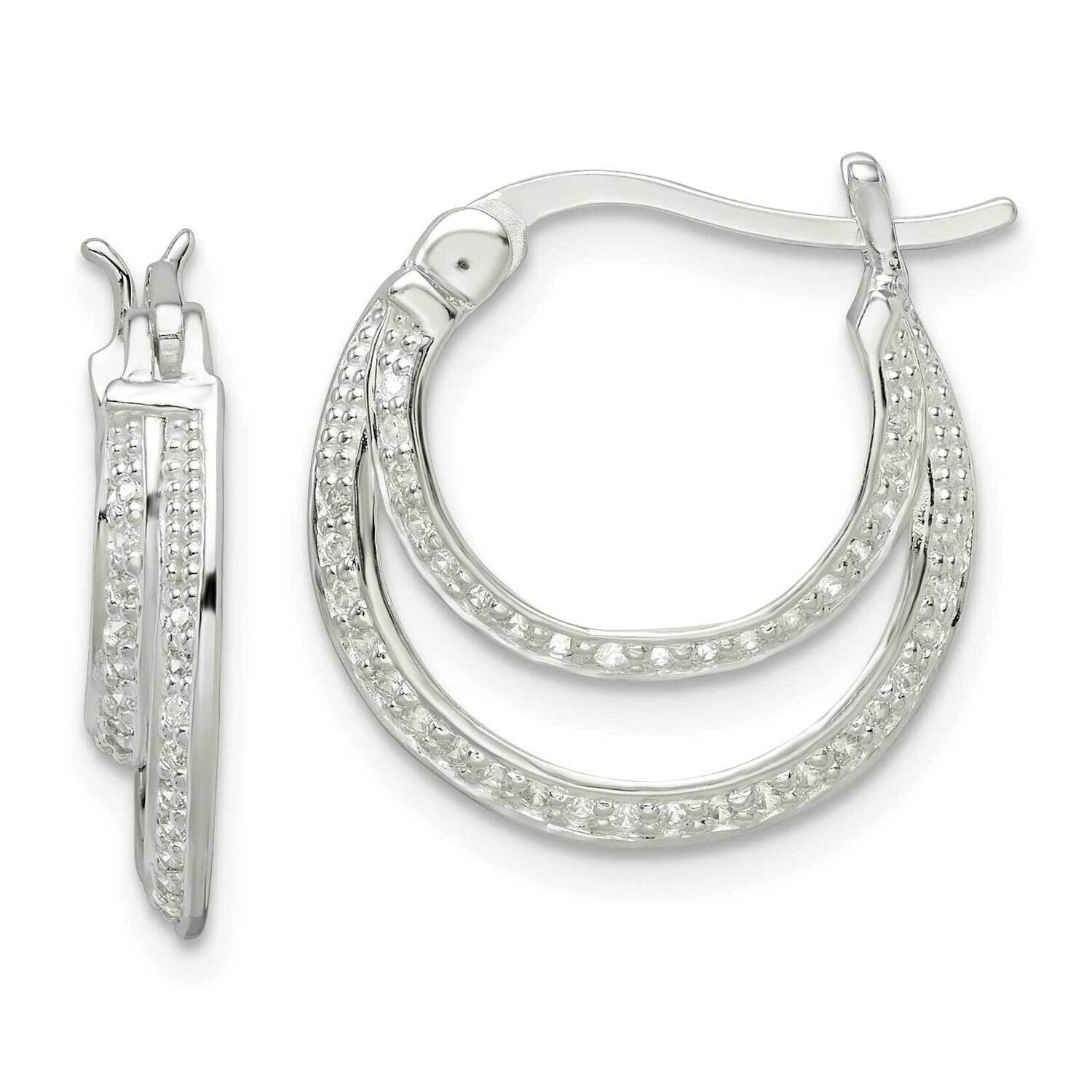 Hoop Earrings Sterling Silver Cz Diamond QE16277, MPN: QE16277, 196904168530