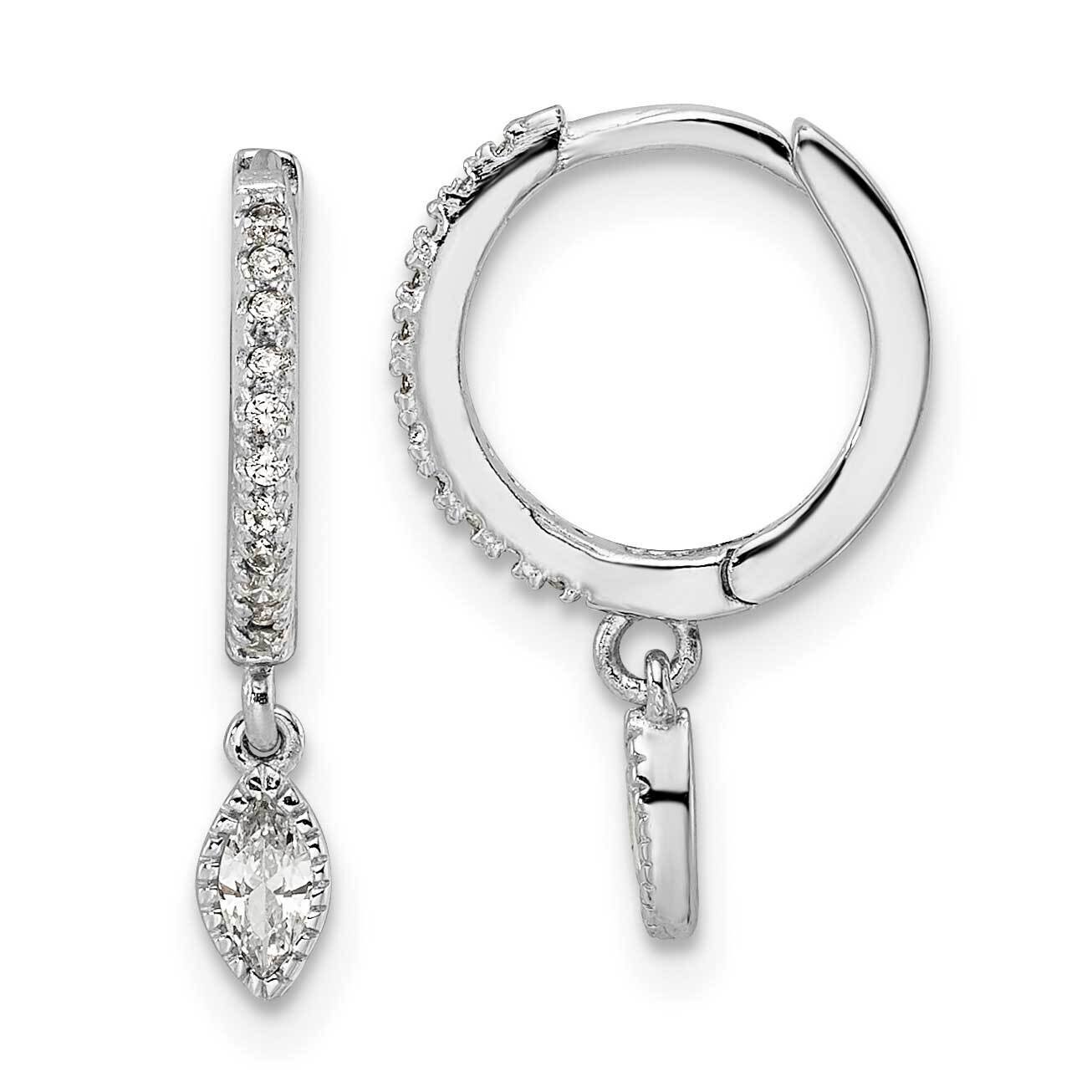 CZ Diamond Hinged Hoop Earrings Sterling Silver Rhodium-Plated Polished QE16286, MPN: QE16286, 1969…