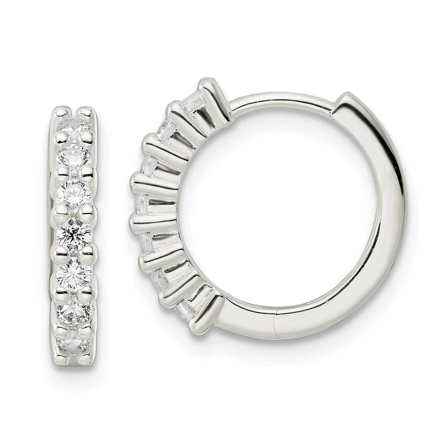 CZ Diamond Hinged Hoop Earrings Sterling Silver Polished QE16288, MPN: QE16288, 196904169308