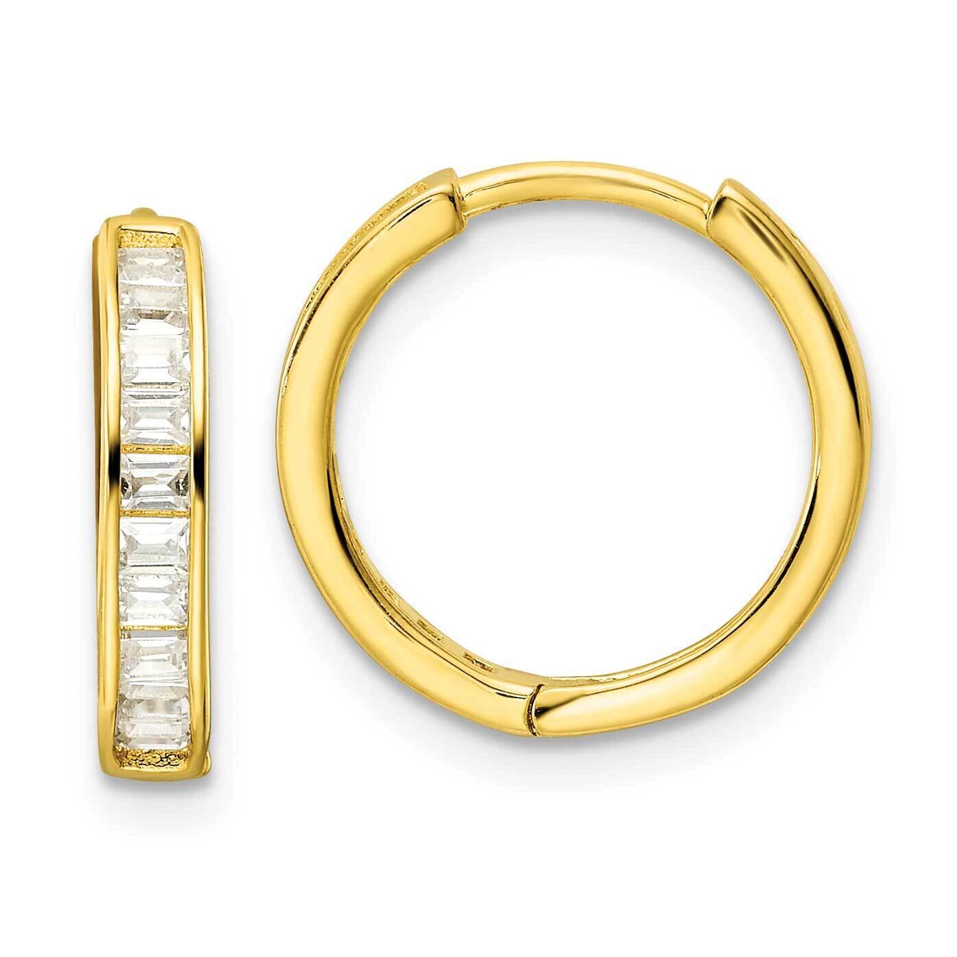 Gold-Tone CZ Diamond Hinged Hoop Earrings Sterling Silver Polished QE16296, MPN: QE16296, 196904167…