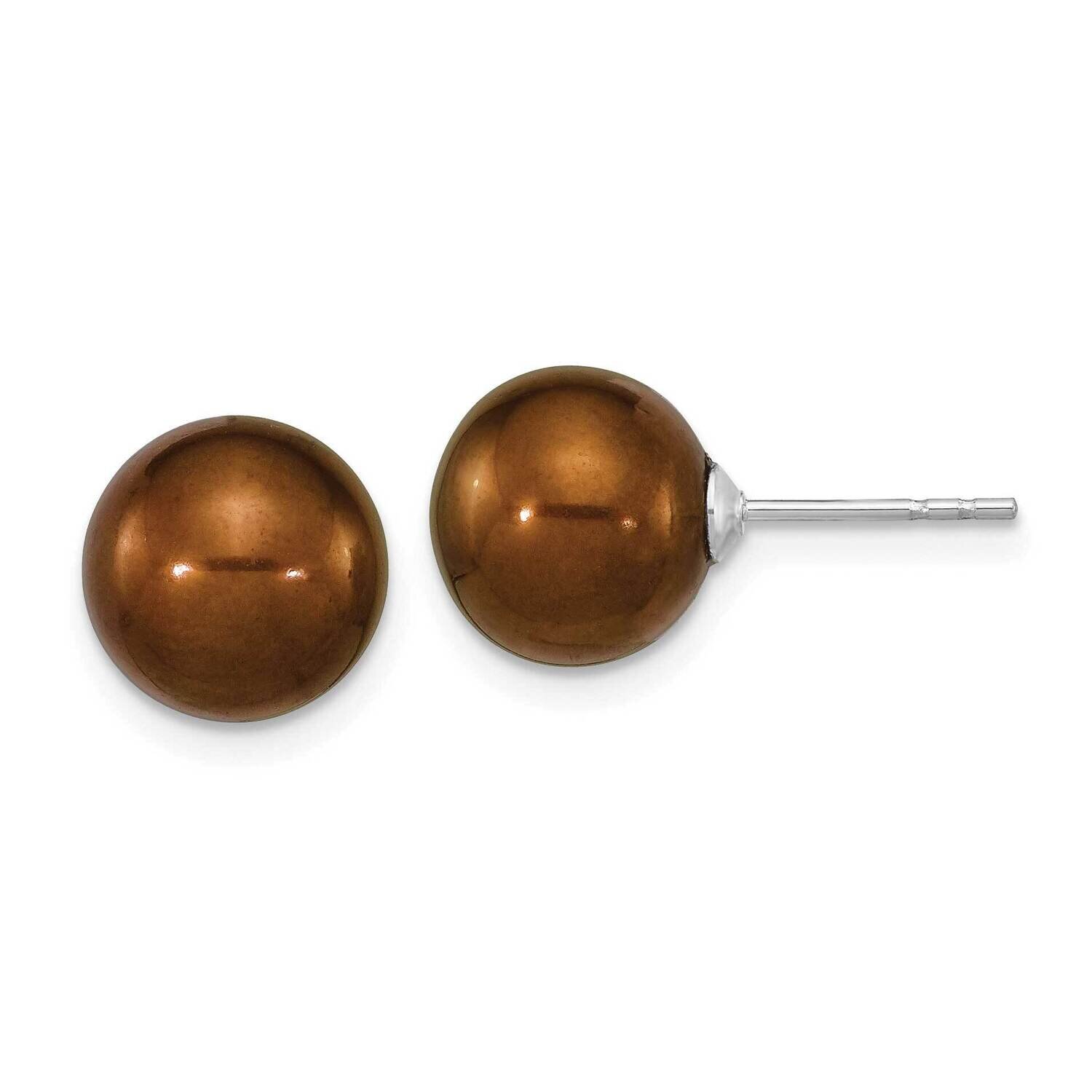 9-10mm Brown Round Fwc Pearl Post Earrings Sterling Silver Rhodium-Plated QE16329, MPN: QE16329, 19…