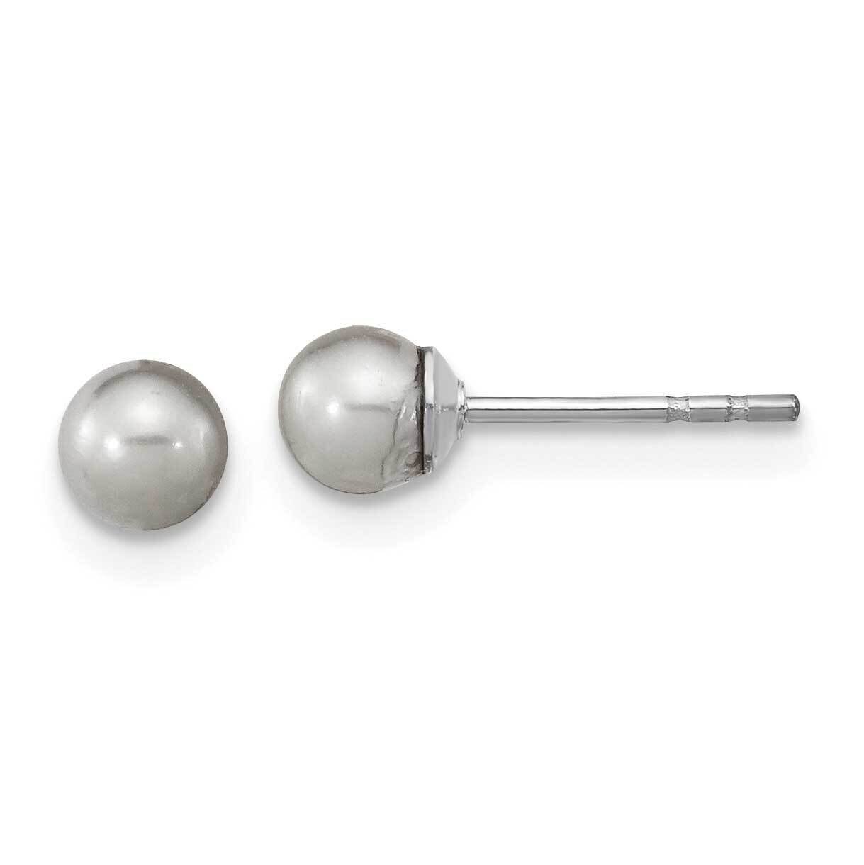 4-5mm Grey Round Fwc Pearl Post Earrings Sterling Silver Rhodium-Plated QE16330