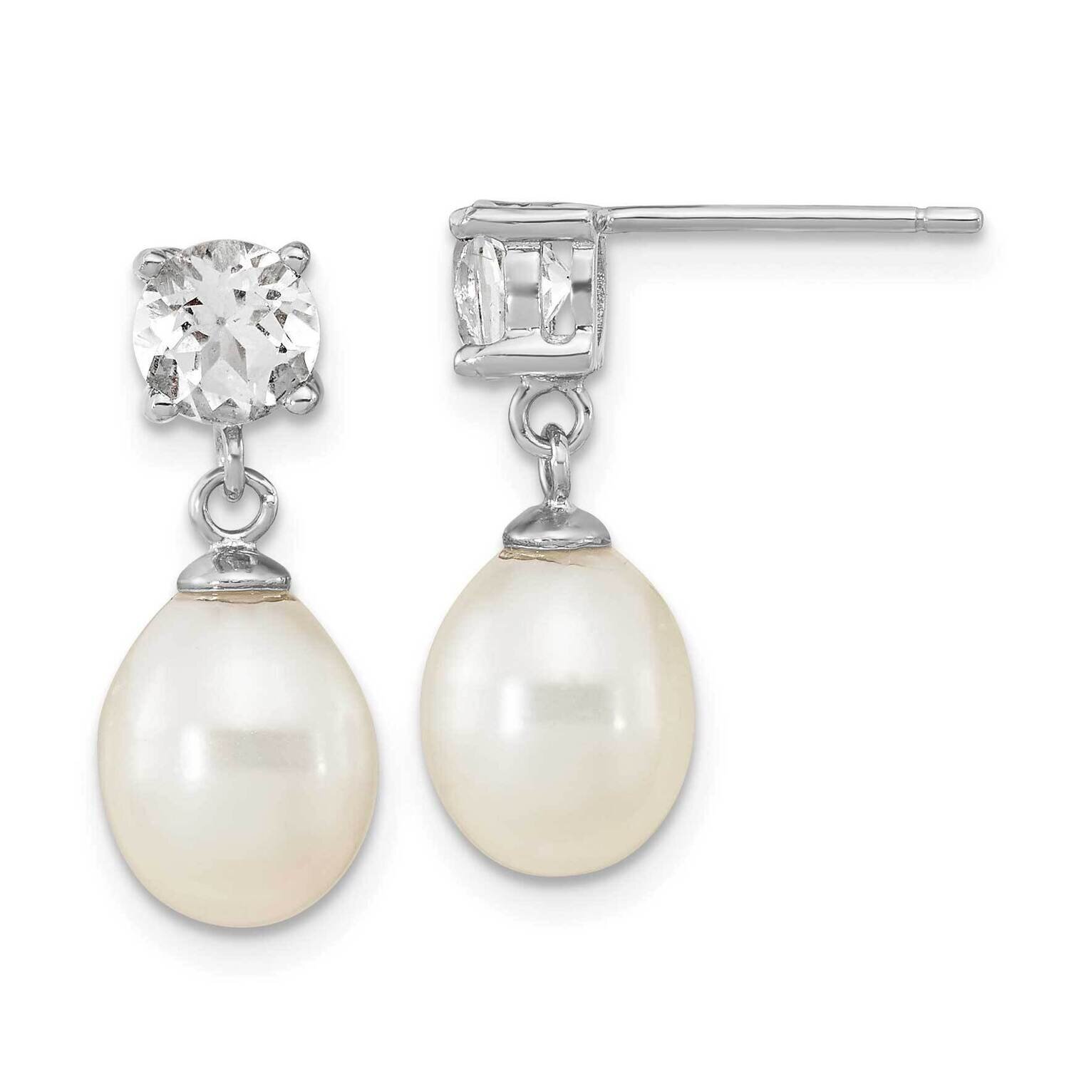 W. Topaz 7x10mm White Teardrop Fwc Pearl Earrings Sterling Silver Rhodium-Plated QE16335, MPN: QE16…