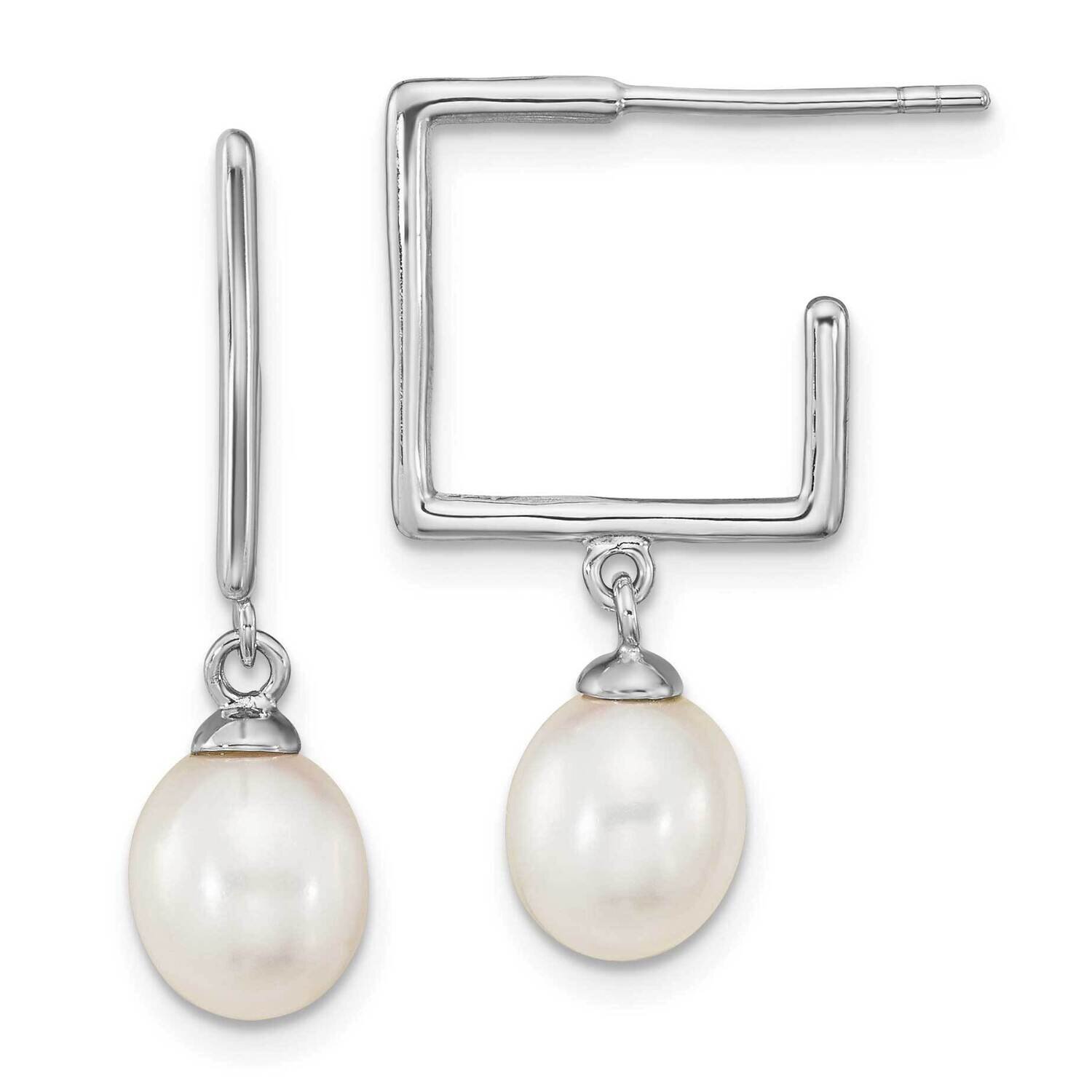 7-8mm White Rice Fwc Pearl Square Earrings Sterling Silver Rhodium-Plated QE16352, MPN: QE16352, 19…