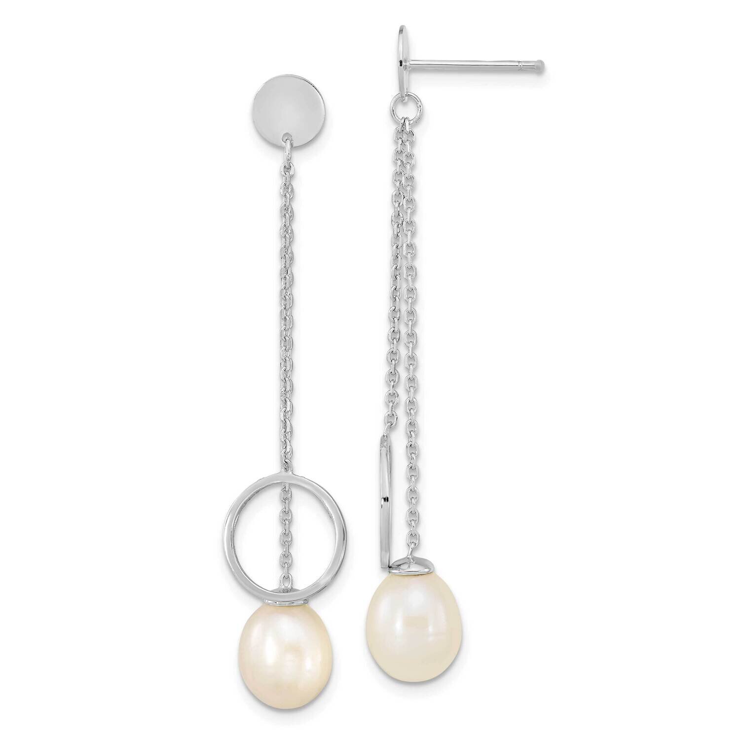 7-10mm White Teardrop Fwc Pearl Dangle Earrings Sterling Silver Rhodium-Plated QE16357, MPN: QE1635…