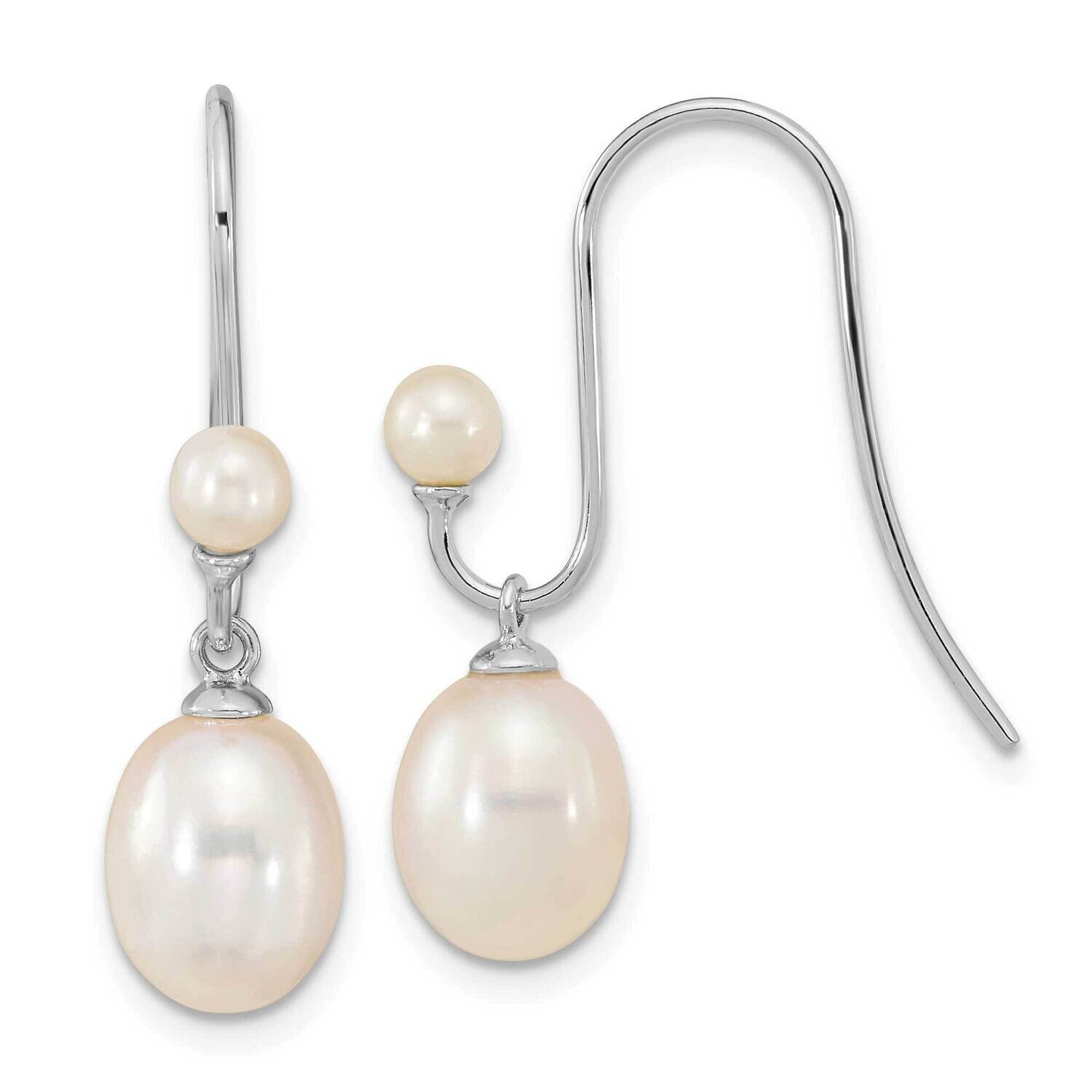 3-10mm White Rice Fwc Pearl Dangle Earrings Sterling Silver Rhodium-Plated QE16370, MPN: QE16370, 1…