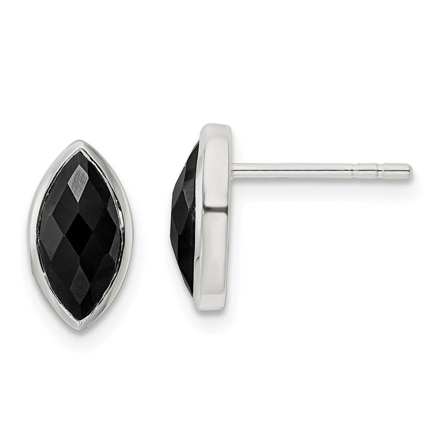 Onyx Post Earrings Sterling Silver Polished QE16385, MPN: QE16385, 196904167625