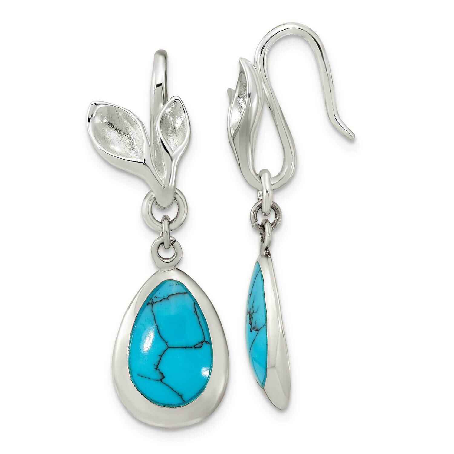 Reconstituted Turquoise Teardrop Earrings Sterling Silver Polished QE16392, MPN: QE16392, 196904166…