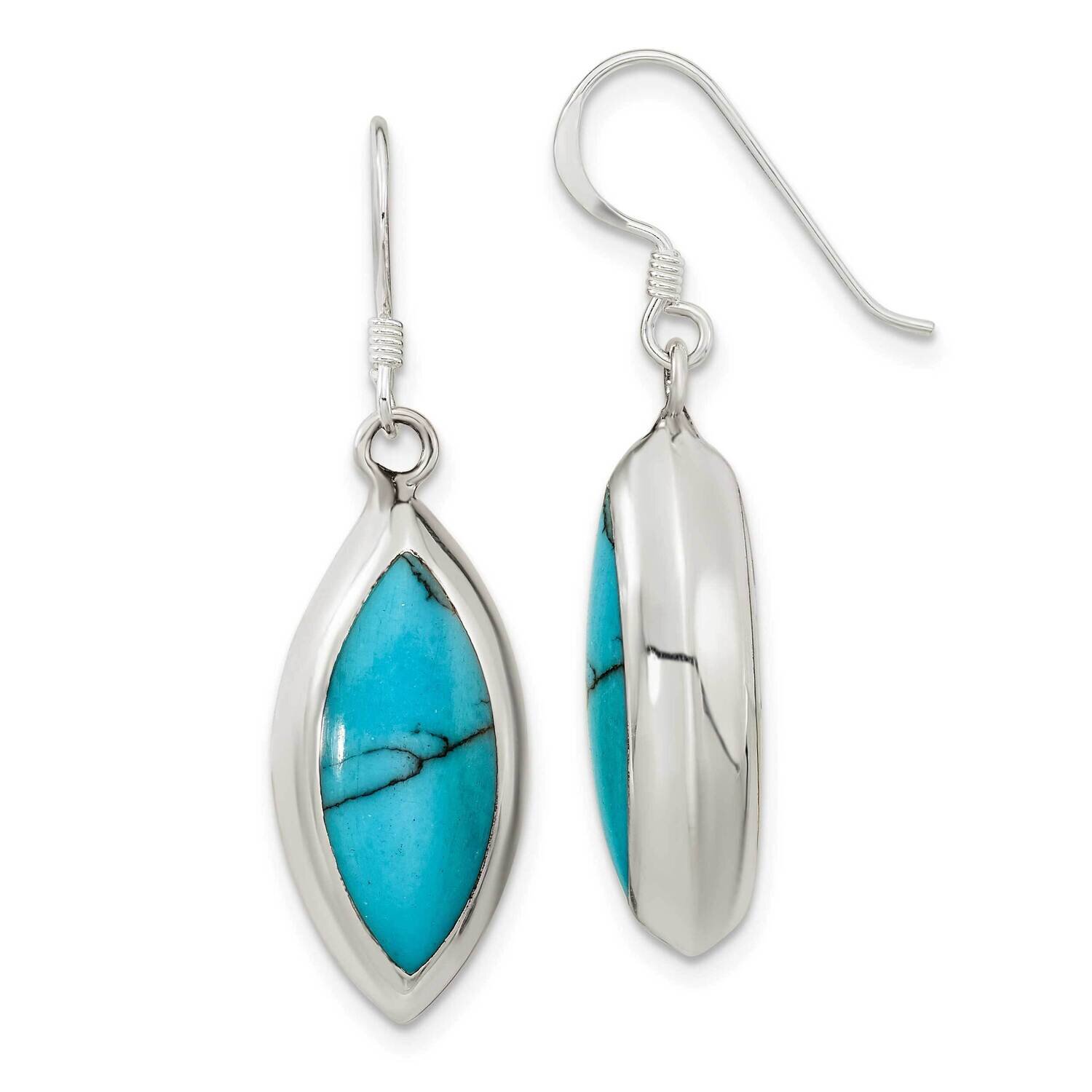 Mop &amp; Synthetic Turquoise Dangle Earrings Sterling Silver Polished QE16398, MPN: QE16398, 196904164…