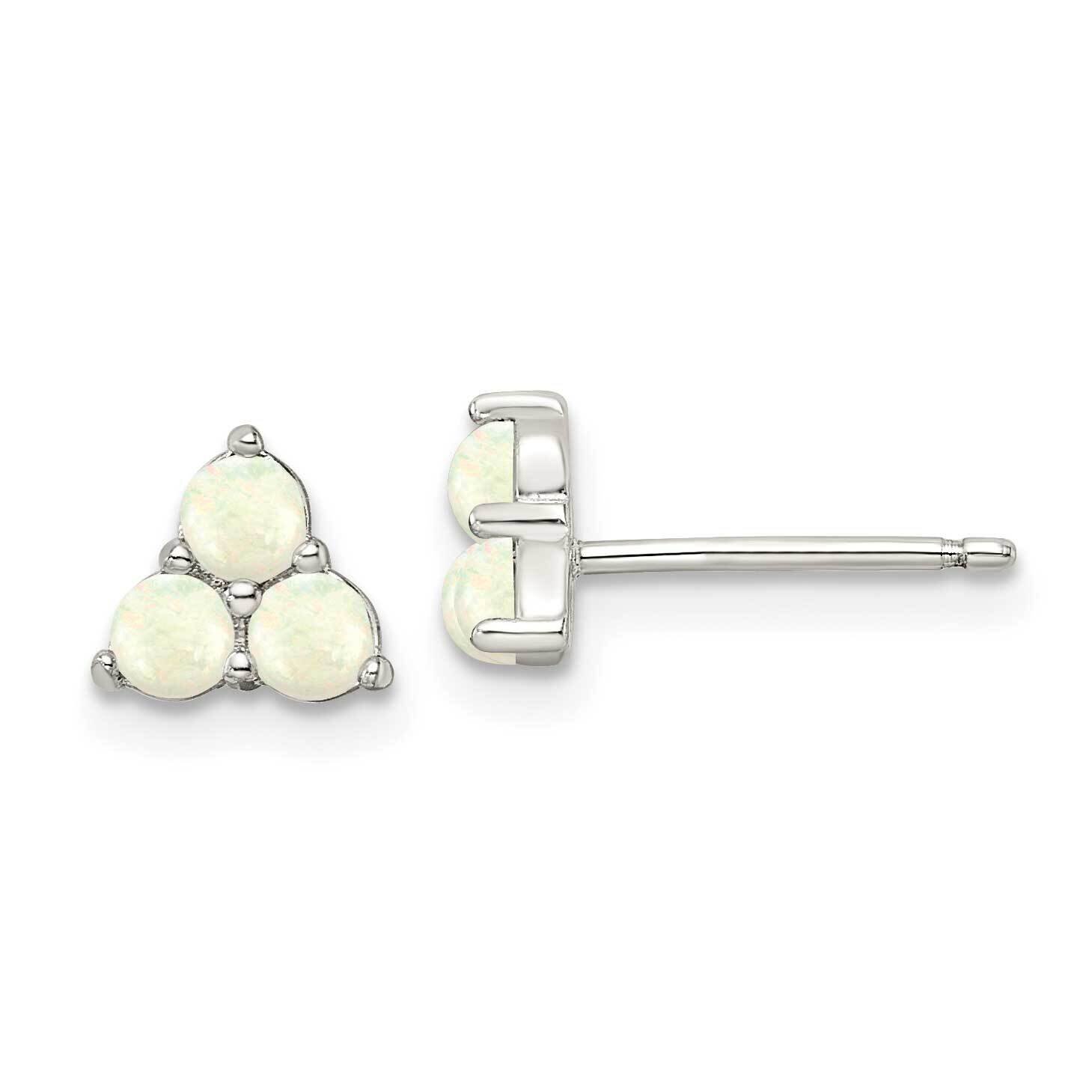 Triple White Created Opal Cluster Post Earrings Sterling Silver Polished QE16401, MPN: QE16401, 196…