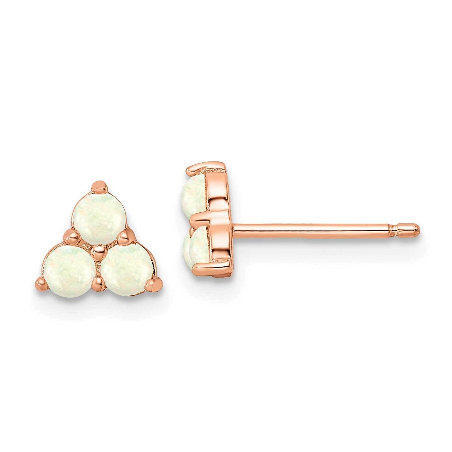 Triple White Created Opal Cluster Post Earrings Sterling Silver Rose-Tone QE16402, MPN: QE16402, 19…