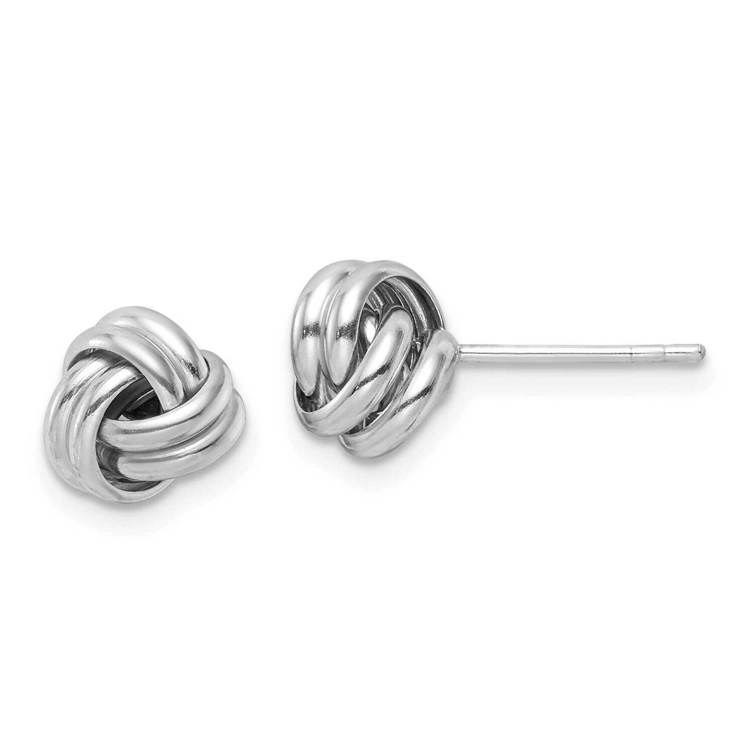 Post Polished Love Knot Earrings Sterling Silver Rhodium-Plated QE16413