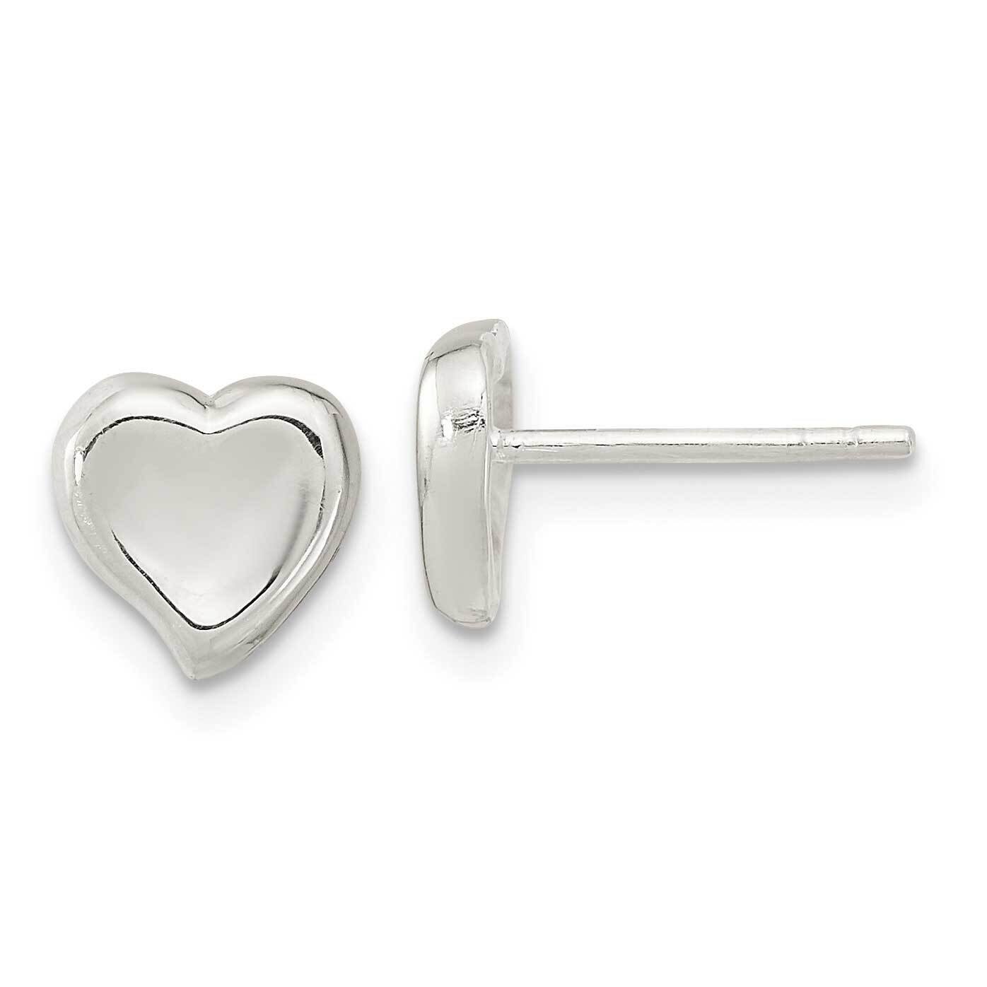 Puffed Heart Post Earrings Sterling Silver Polished QE16424, MPN: QE16424, 196904167298