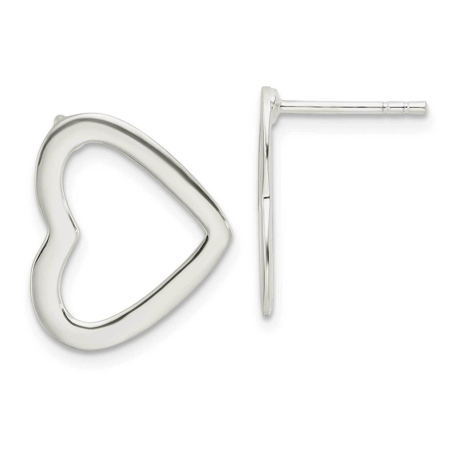 Cut Out Heart Post Earrings Sterling Silver Polished QE16432, MPN: QE16432, 196904168103