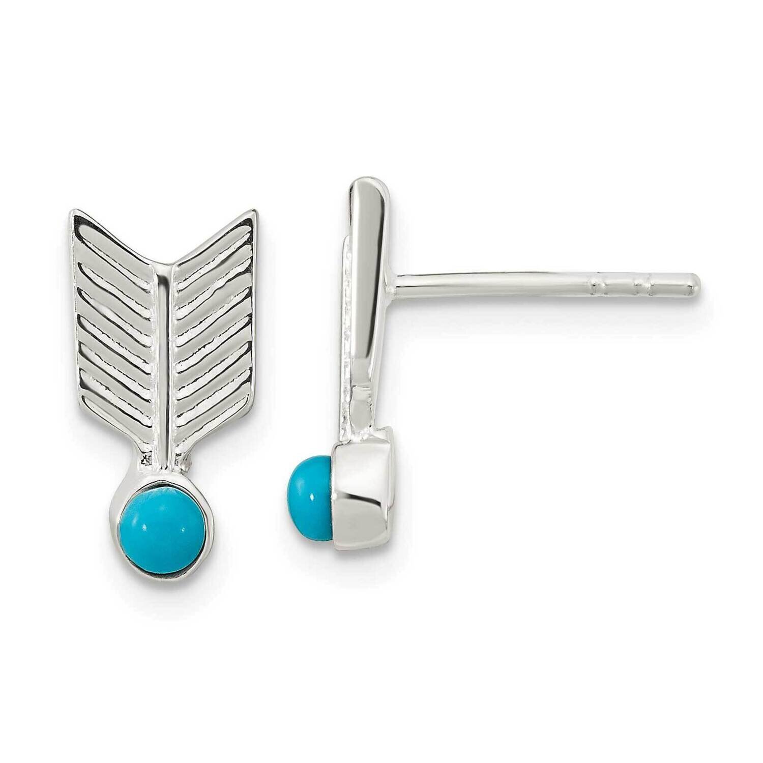 Reconstituted Turquoise Arrow Post Earrings Sterling Silver Polished QE16440, MPN: QE16440, 1969041…