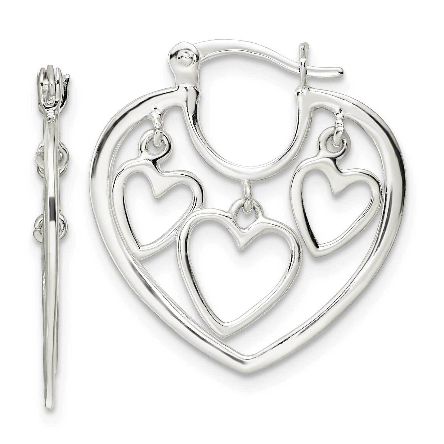 3-Hearts Hoop Earrings Sterling Silver QE16457, MPN: QE16457, 196904165867