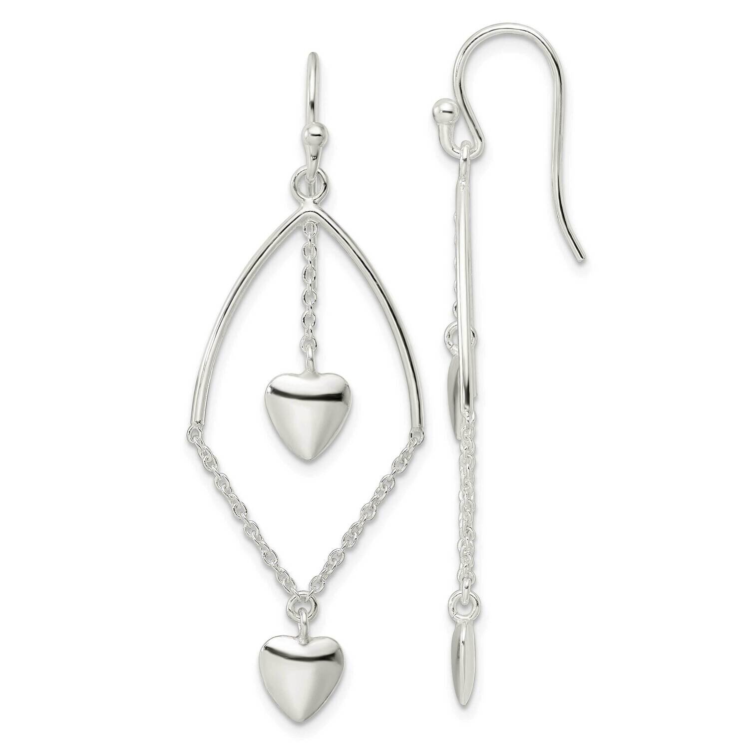 Dangle Hearts Dangle Earrings Sterling Silver Polished QE16461, MPN: QE16461, 196904167830
