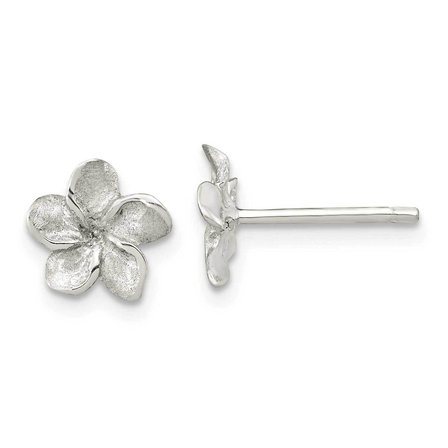 Brushed and Polished Plumeria Post Earrings Sterling Silver QE16510, MPN: QE16510, 196904167397