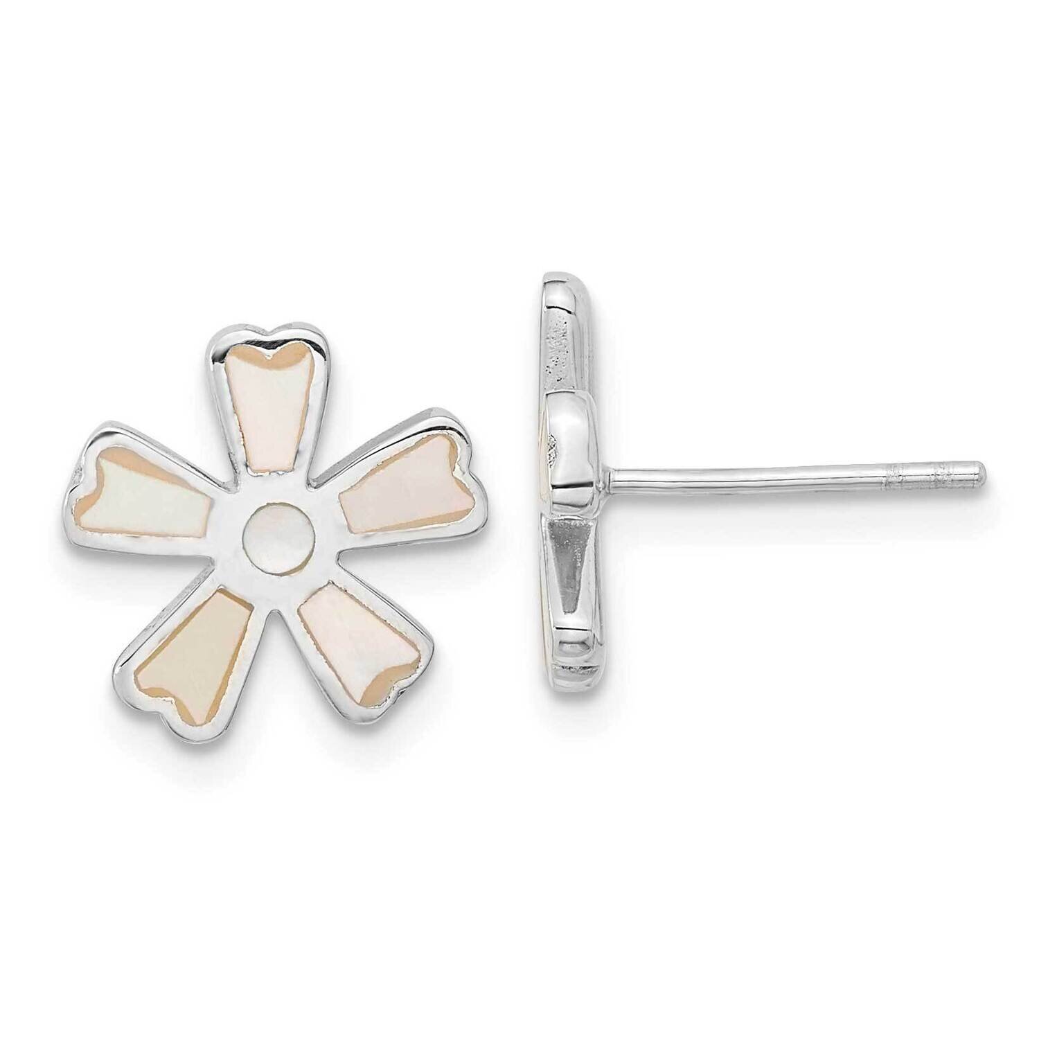 Mop Flower Post Earrings Sterling Silver Rhodium-Plated Polished QE16511, MPN: QE16511, 196904166680