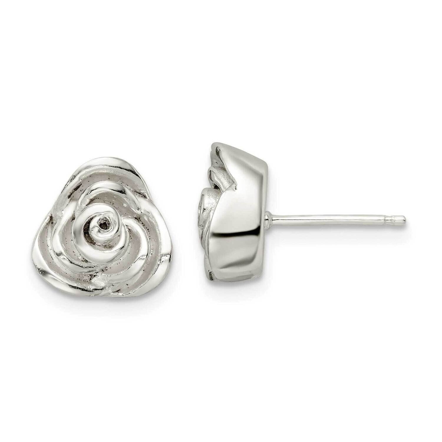 Rose Post Earrings Sterling Silver Polished QE16528, MPN: QE16528, 196904166437