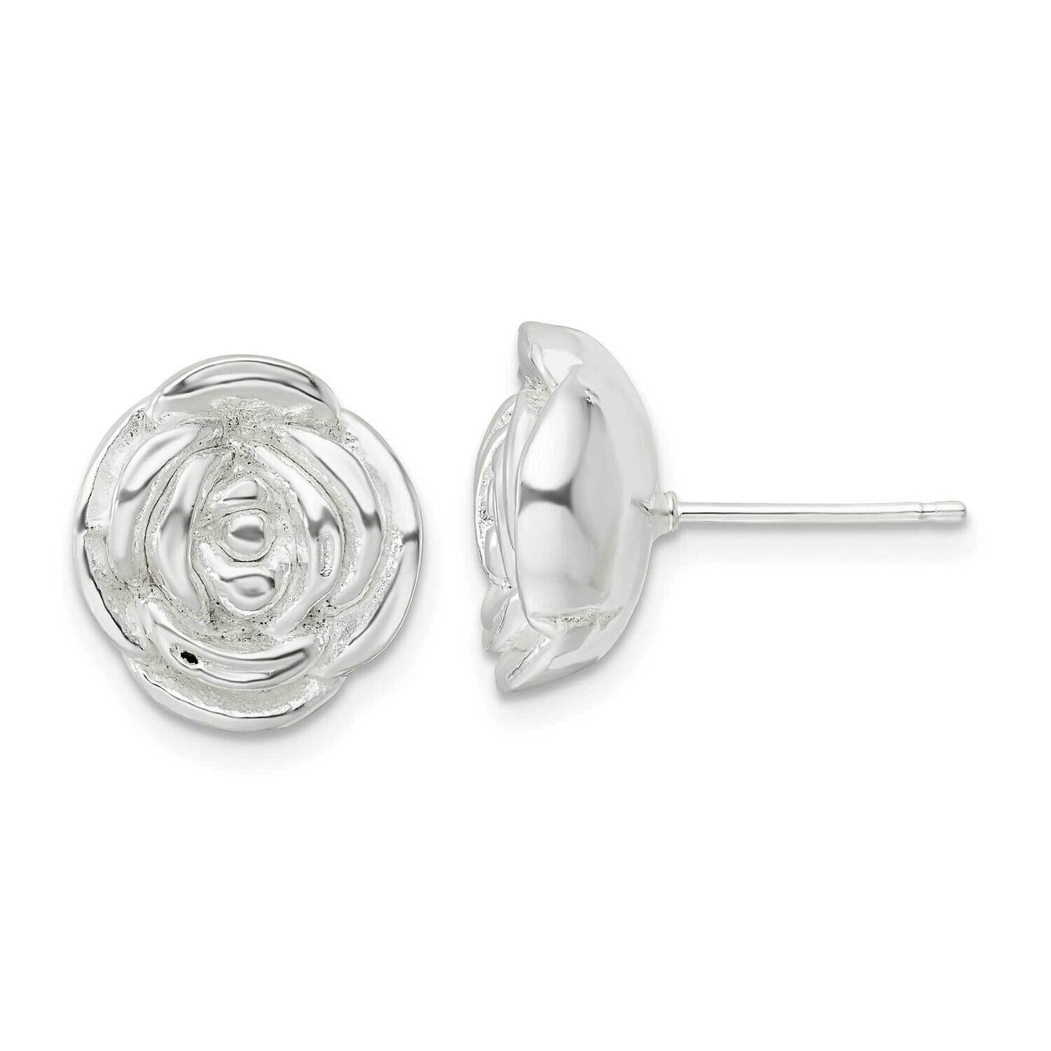 Rose Post Earrings Sterling Silver Polished QE16530, MPN: QE16530, 196904165379