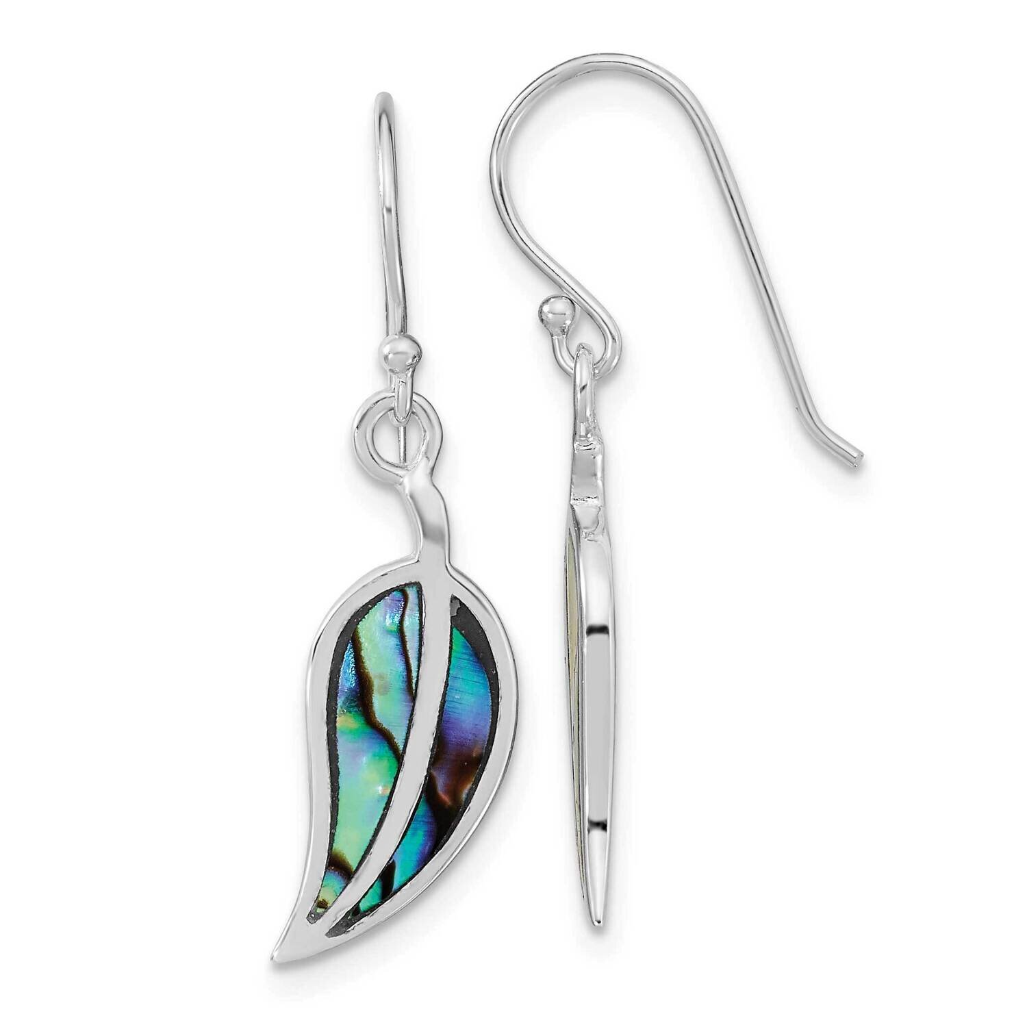 Abalone Leaf Shephard Hook Earrings Sterling Silver Rhodium-Plated QE16539