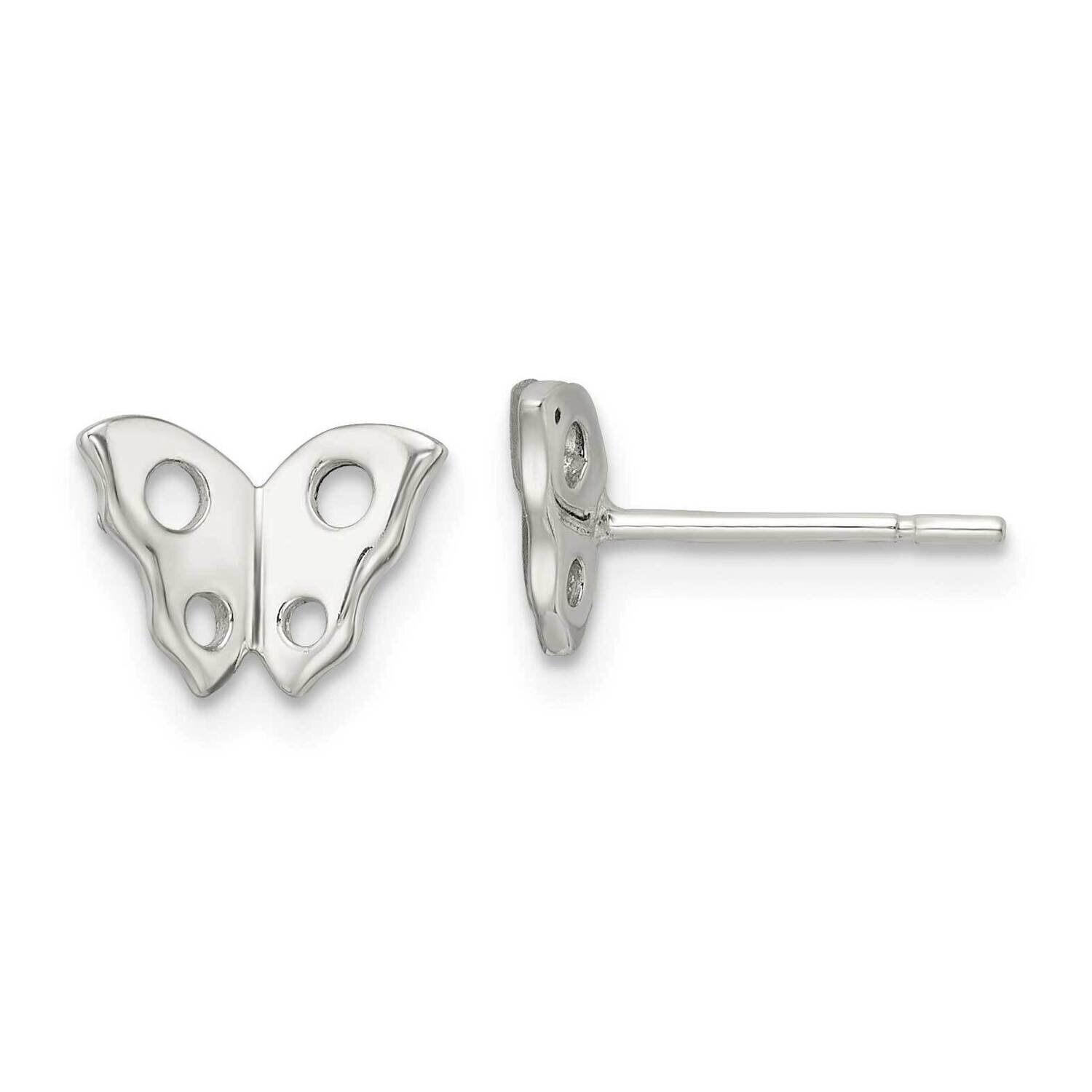Butterfly Post Earrings Sterling Silver Polished QE16561