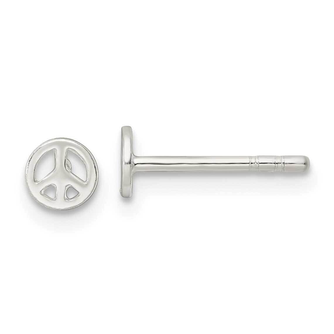 Peace Sign Post Earrings Sterling Silver Polished QE16566, MPN: QE16566, 196904165904