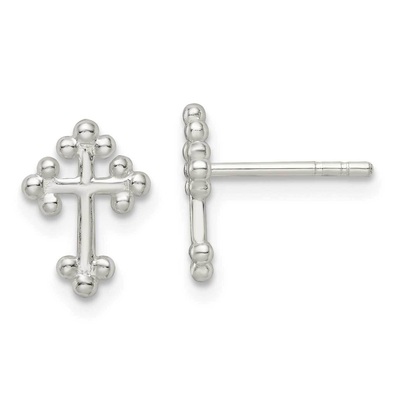 Cross Post Earrings Sterling Silver Polished QE16572, MPN: QE16572, 196904165812