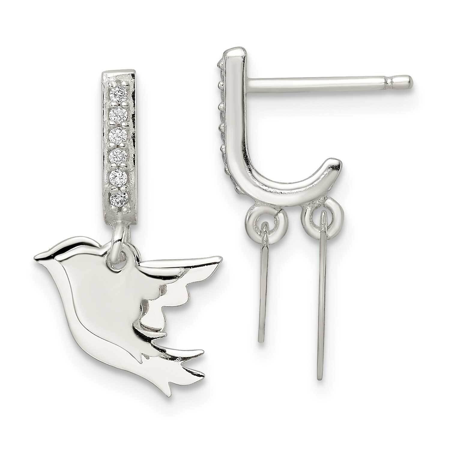 2 Birds CZ Diamond J-Hoop Post Earrings Sterling Silver QE16587, MPN: QE16587, 196904165171