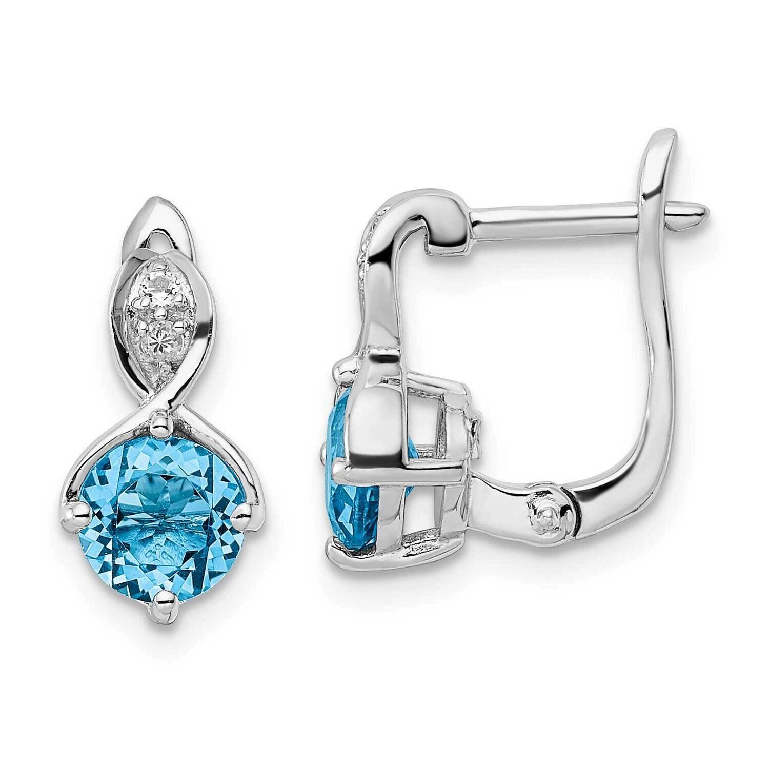 Swiss Bt White Topaz Hinged Earrings Sterling Silver Rhodium-Plated QE16642BT, MPN: QE16642BT, 1911…