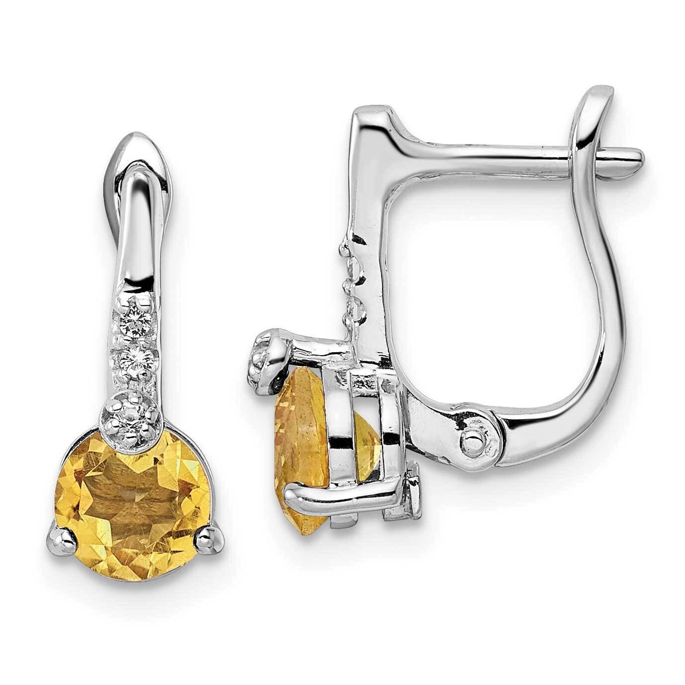 1.36T.W. Citrine White Topaz Circle Hinged Earrings Sterling Silver Rhodium-Plated QE16643CI, MPN: …