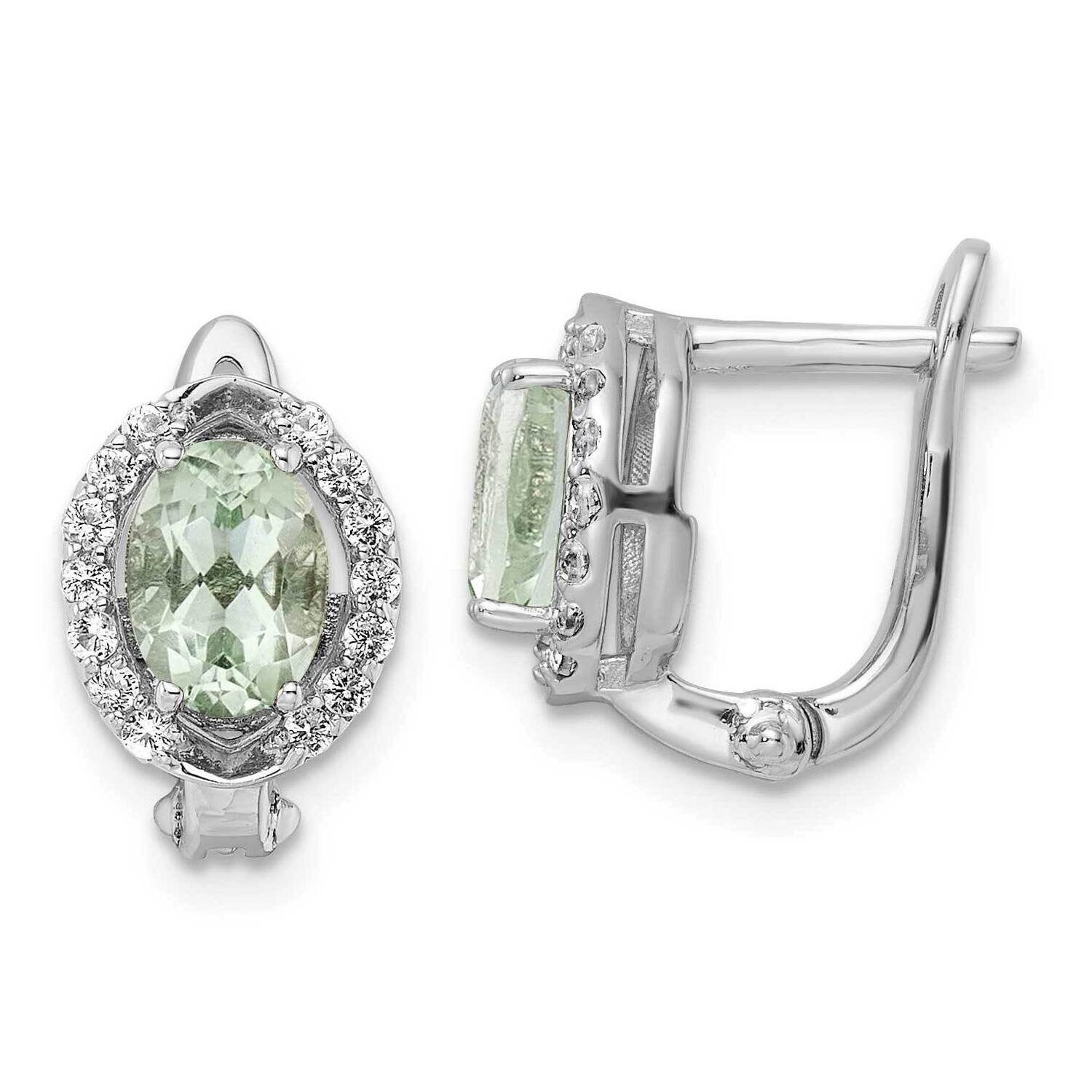 1.74T.W. Green Quartz Wt Oval Hinged Earrings Sterling Silver Rhodium-Plated QE16644AG, MPN: QE1664…