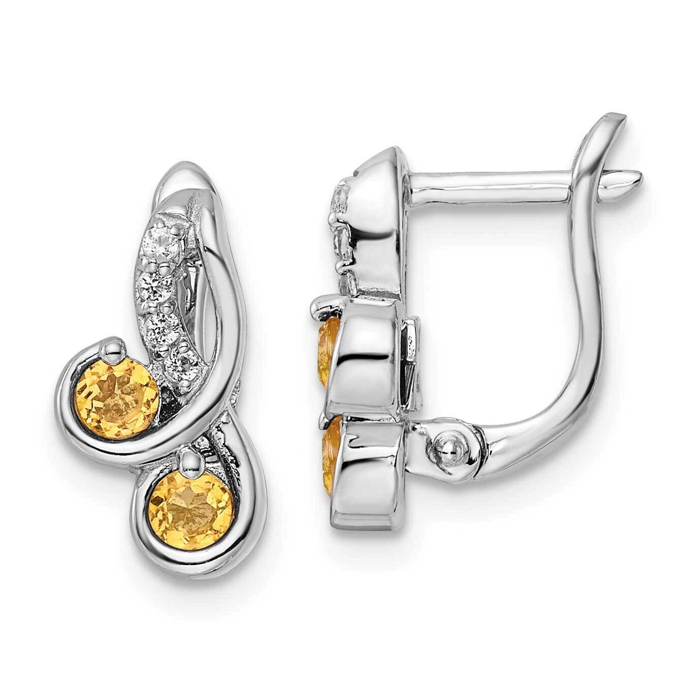.47T.W. Citrine White Topaz Swirl Hinged Earring Sterling Silver Rhodium-Plated QE16645CI, MPN: QE1…