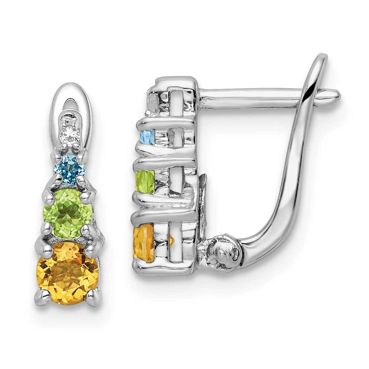 .82T.W. Pe Ci Bt Wt Hinged Earrings Sterling Silver Rhodium-Plated QE16650RB