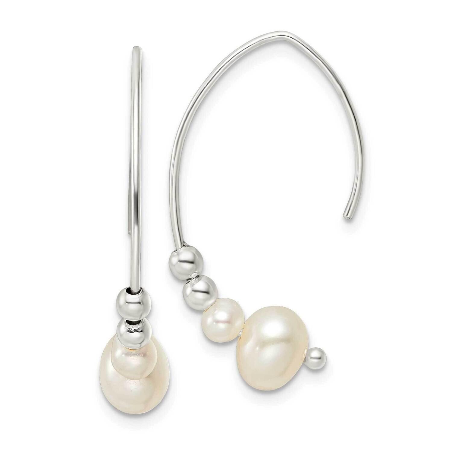 Glass Pearl Dangle Earrings Sterling Silver Polished QE16654, MPN: QE16654, 196904166079