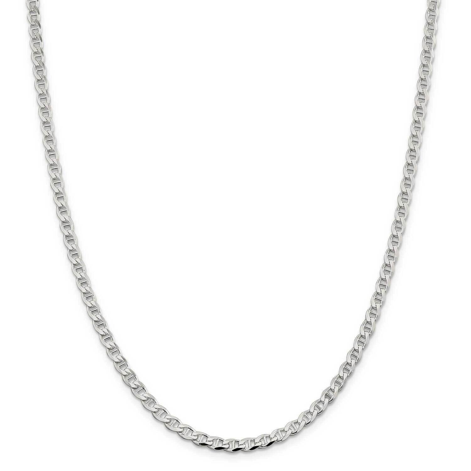4.15mm Flat Cuban Anchor Chain 26 Inch Sterling Silver QFAN100-26, MPN: QFAN100-26,