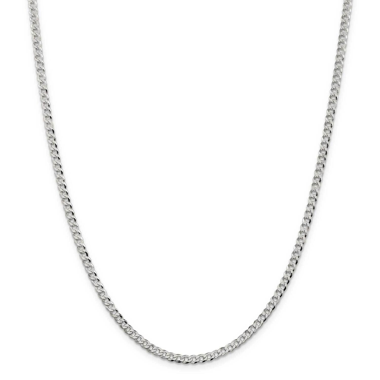3.2mm Beveled Curb Chain 28 Inch Sterling Silver QFB080-28, MPN: QFB080-28,