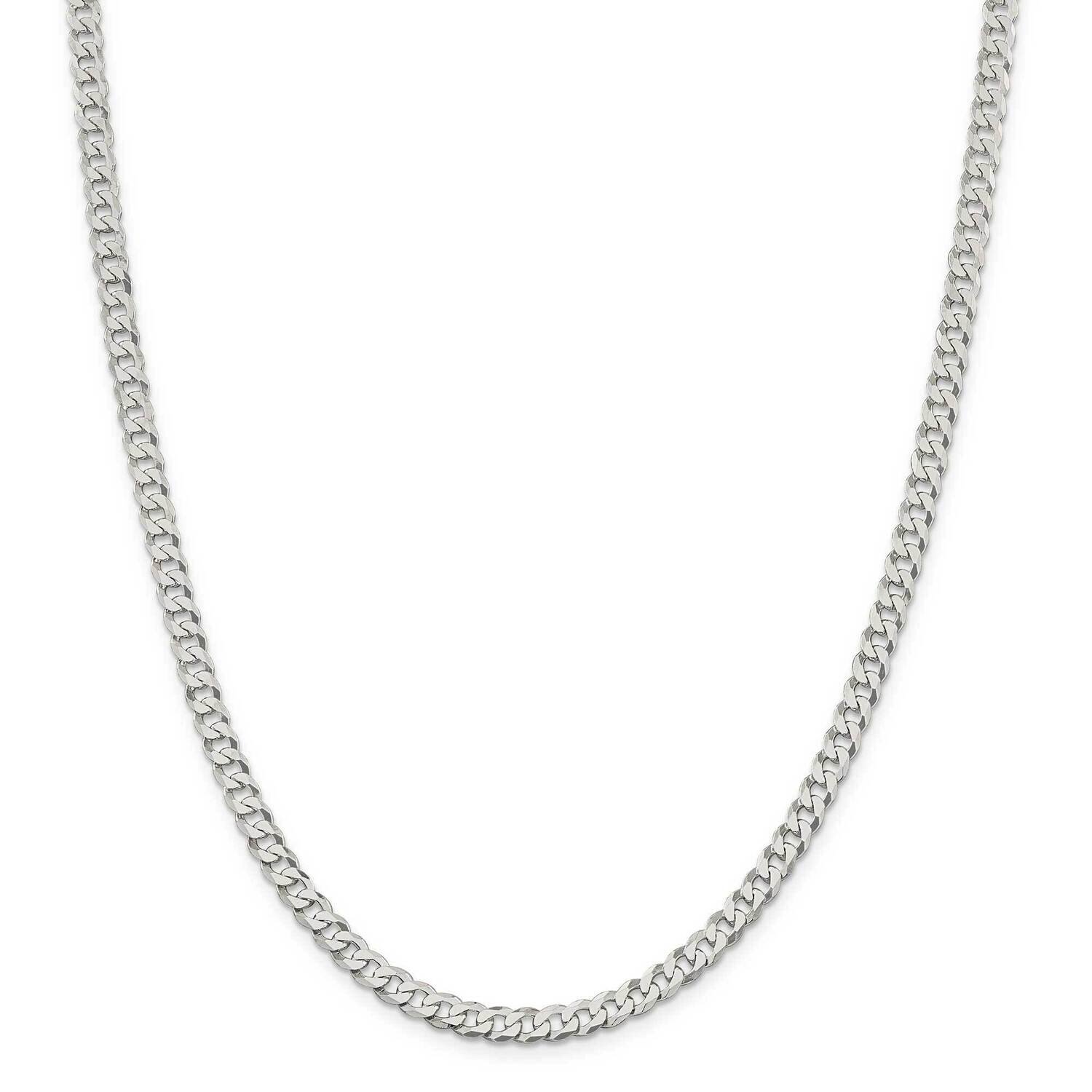 4.5mm Beveled Curb Chain 30 Inch Sterling Silver QFB120-30, MPN: QFB120-30,
