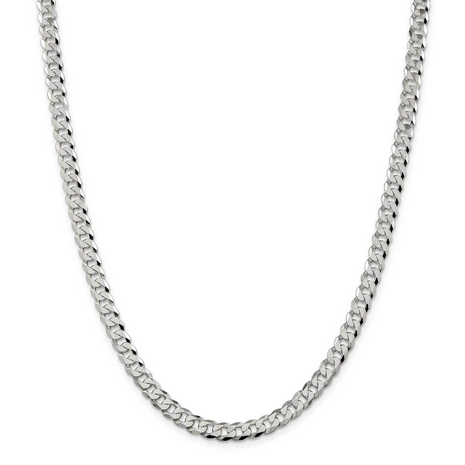 6mm Beveled Curb Chain 28 Inch Sterling Silver QFB150-28, MPN: QFB150-28,